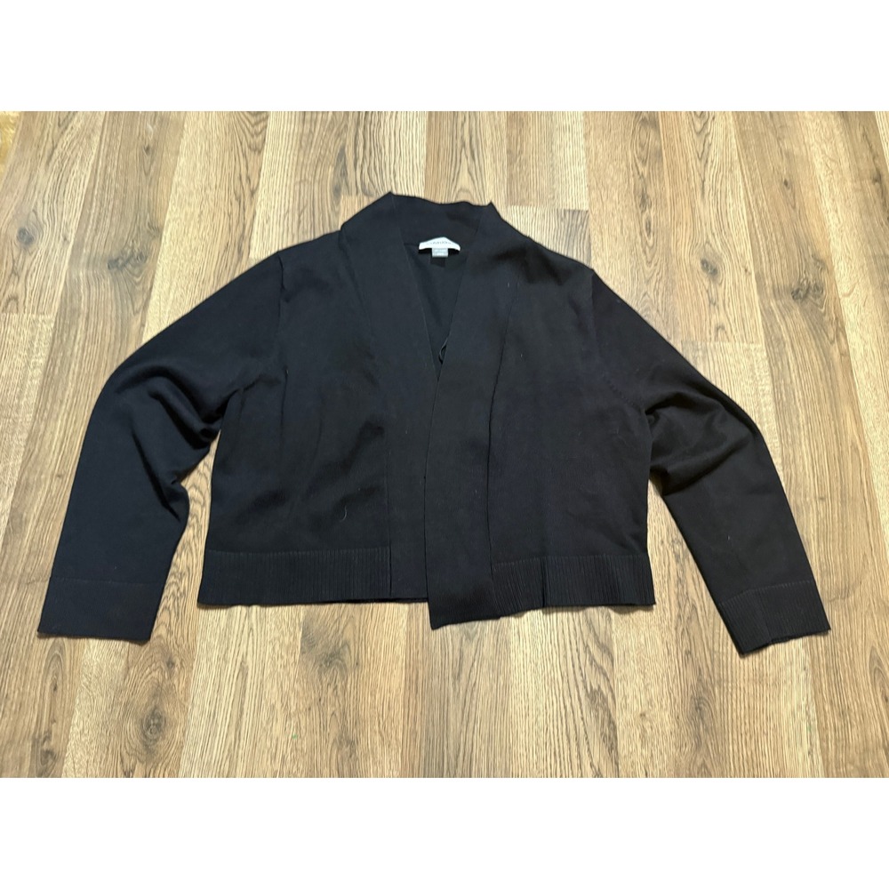 Calvin Klein Sweater Women Size L Black Sweater Open Front Cardigan Shrug Bolero